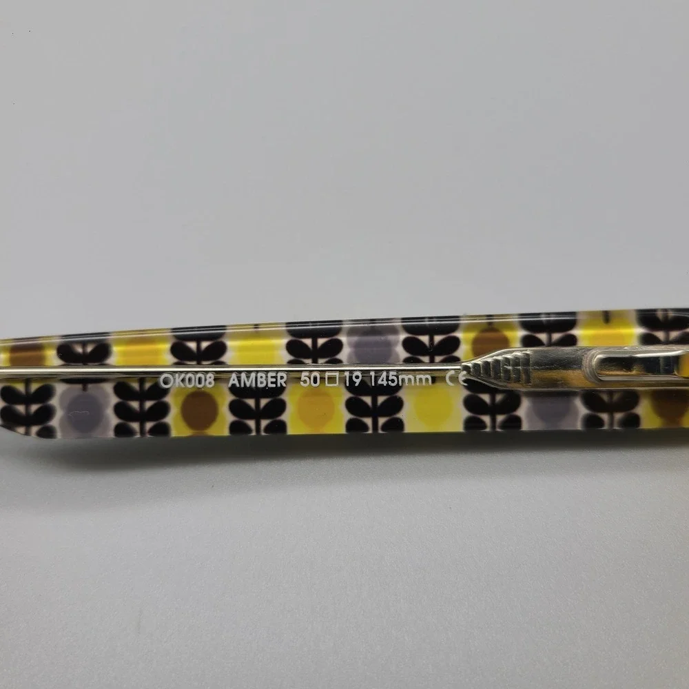 Orla Kiely OK008 Amber Yellow Stem Print Square Sunglasses 50-19-145